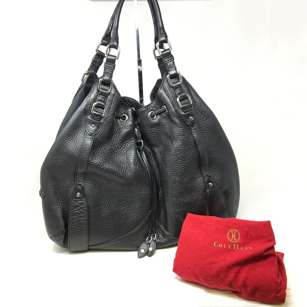 Cole Haan Black Leather Oversize Shoulder Purse